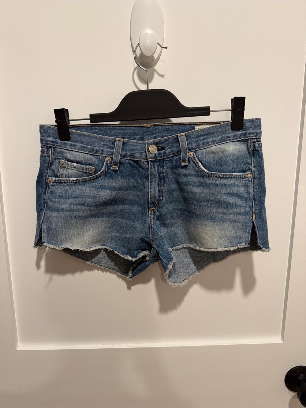 rag & bone Medium Wash Distressed Denim Cutoff Shorts